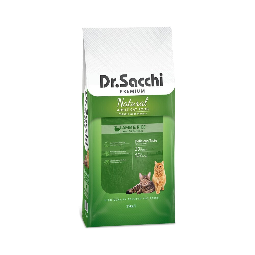 Dr.sacchi Premium Natural Kuzu Etli Ve Pirinçli Yetişkin Kedi Maması 15 KG | SRC: Barcode: 8690286589935